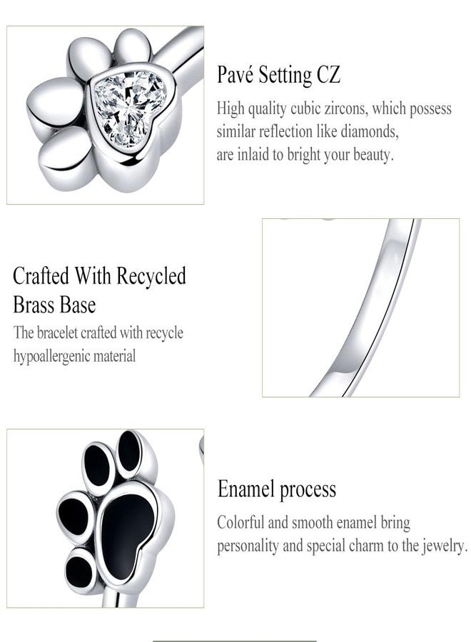 WOSTU Adjustable Paw Print Ring Sterling Silver Plated Open Cat Dog Pet Memorial Statement Rings Knuckle Bands Style Dainty Jewelry Gifts for Women Daughter Mom - Image 5